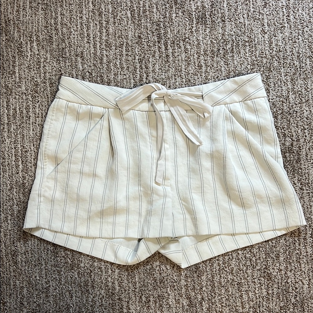 Aritzia Cream High Waist Shorts with Classic Stripes - Picture 1 of 2